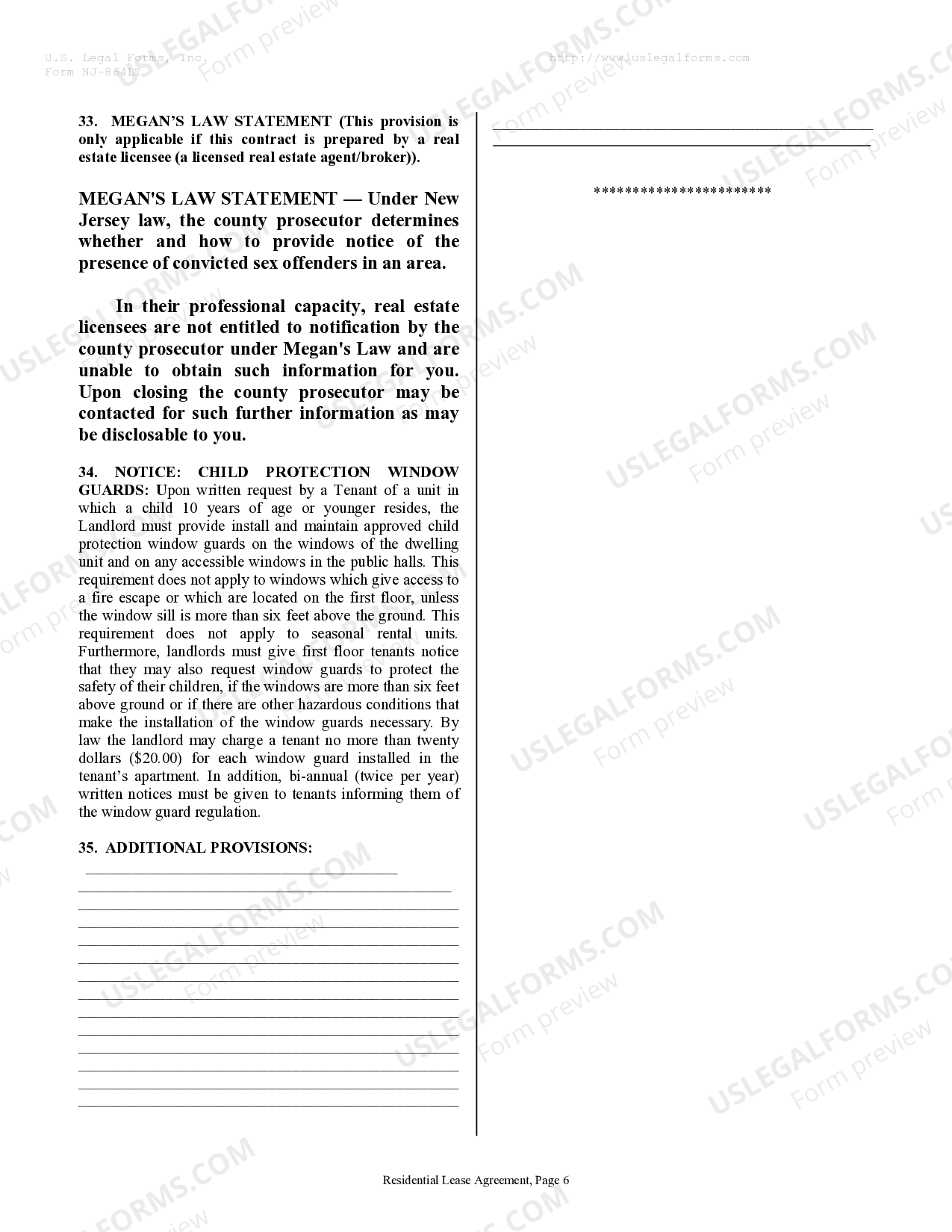New Jersey Residential Rental Lease Agreement