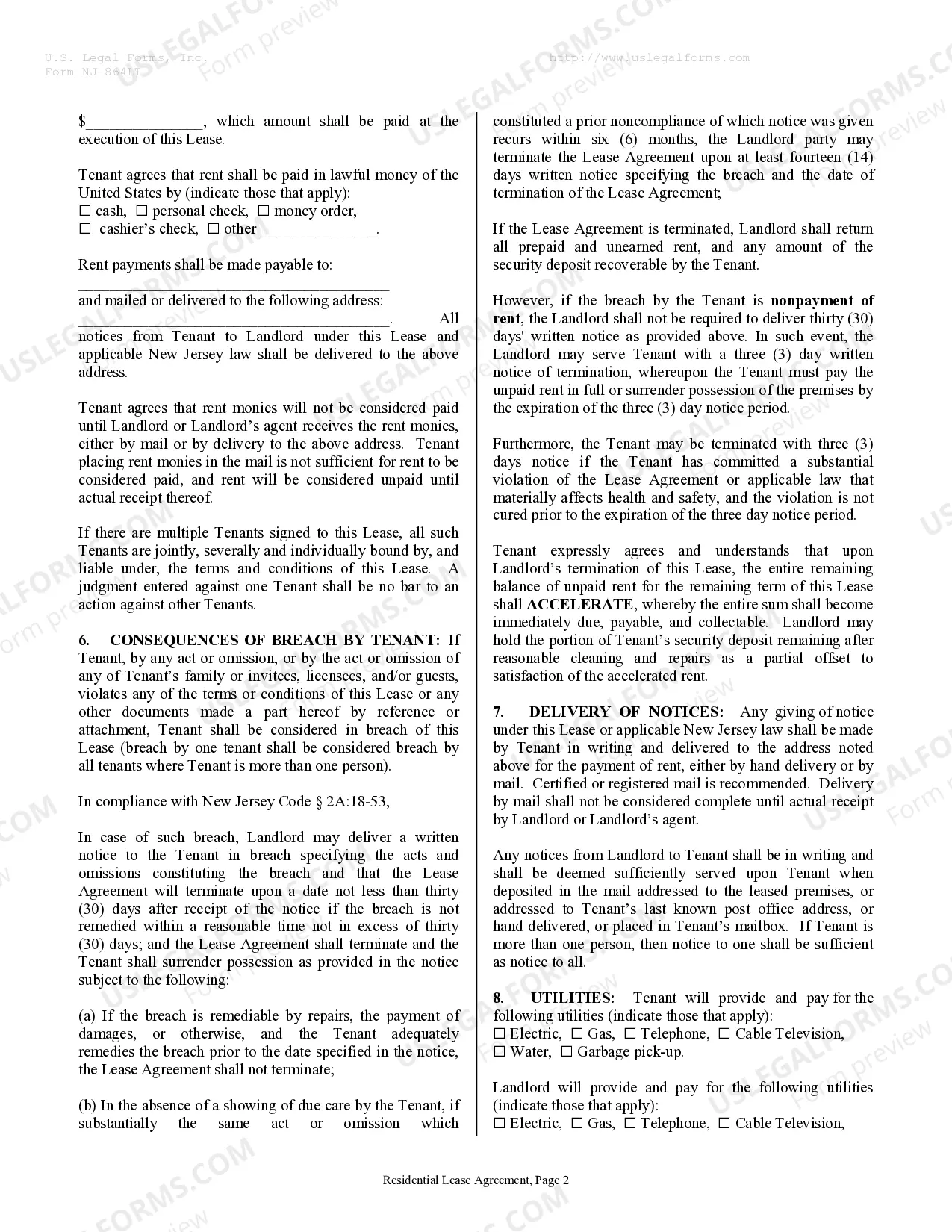 Preview Residential Rental Lease Agreement