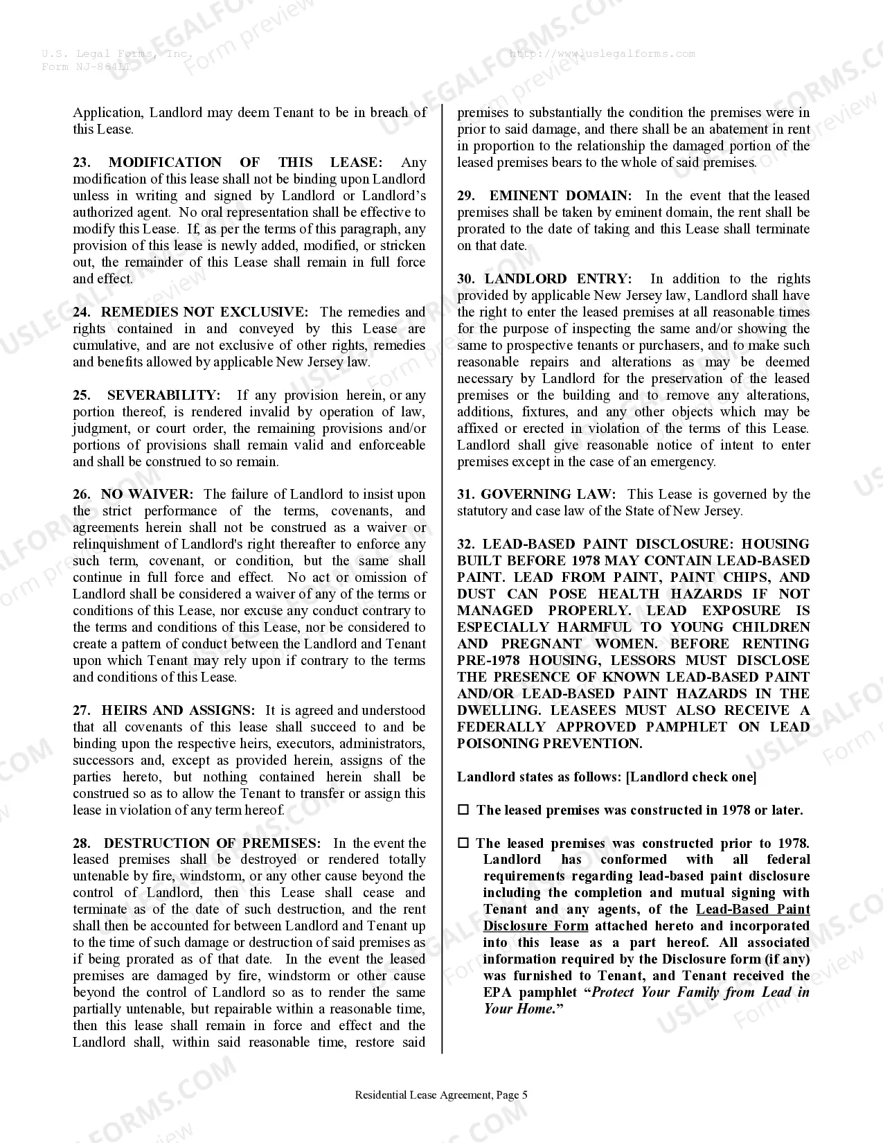 Preview Residential Rental Lease Agreement