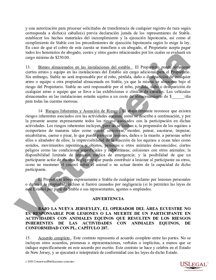 Preview Paquete de formularios equinos de caballos de Nueva Jersey