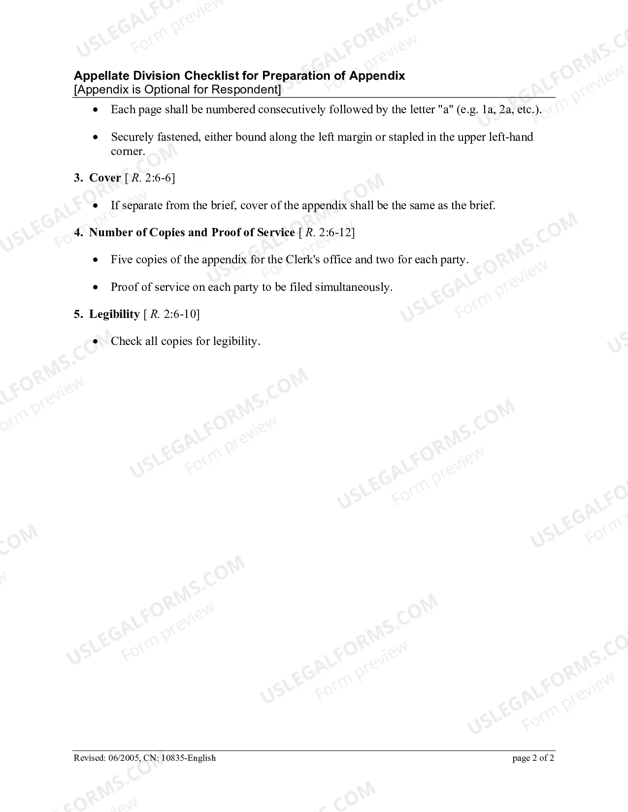 Preview Appellate Division Checklist For Preparation Of Appendix Optional For Respondent