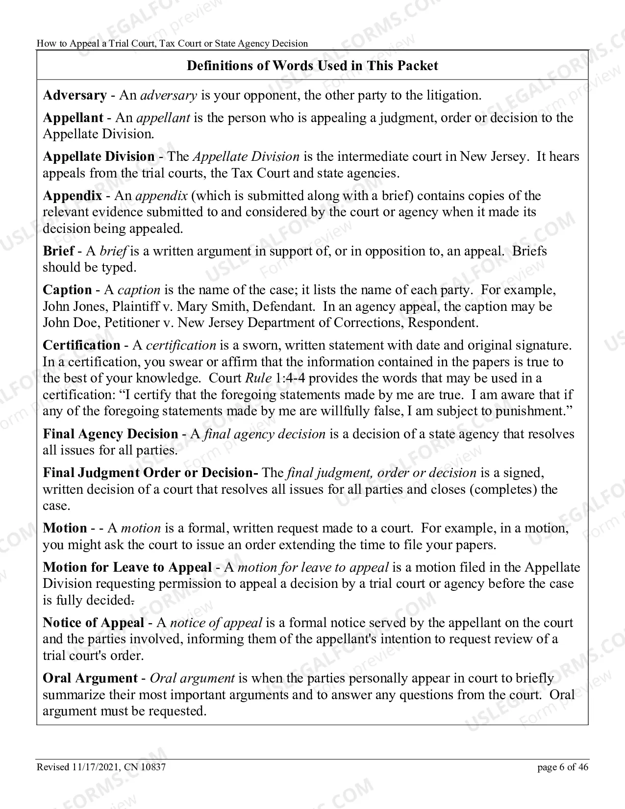 Preview Pro Se Kit Appellate Division