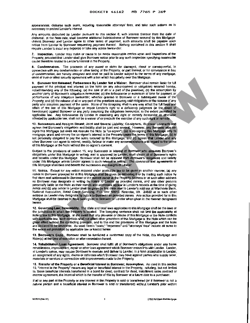 Preview Open-End Mortgage