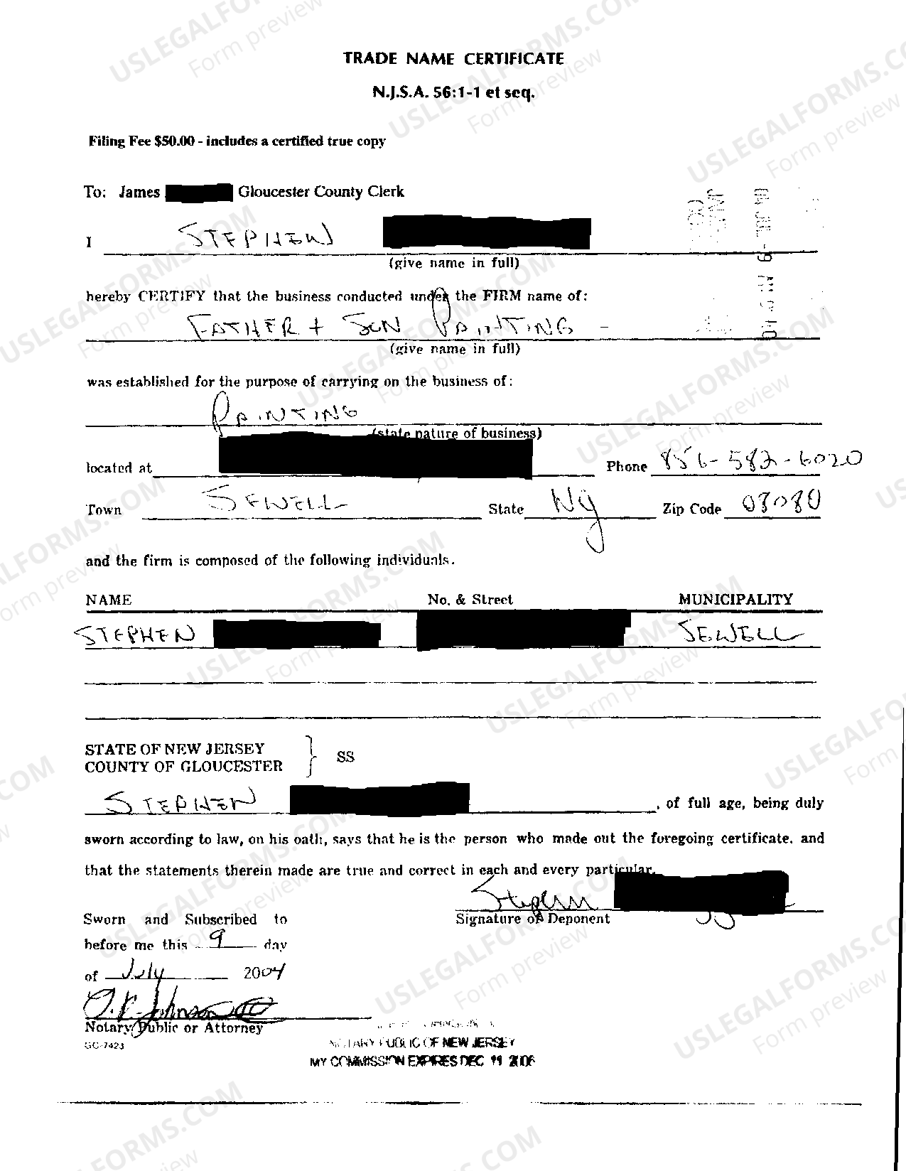 New Jersey Authorization To Accept Service Of Process regarding Trade