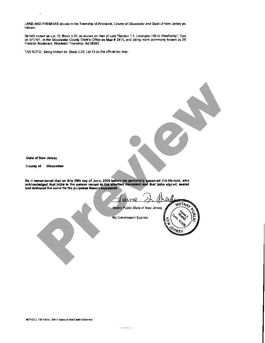 Preview Notice Of Settlement relating to Contract