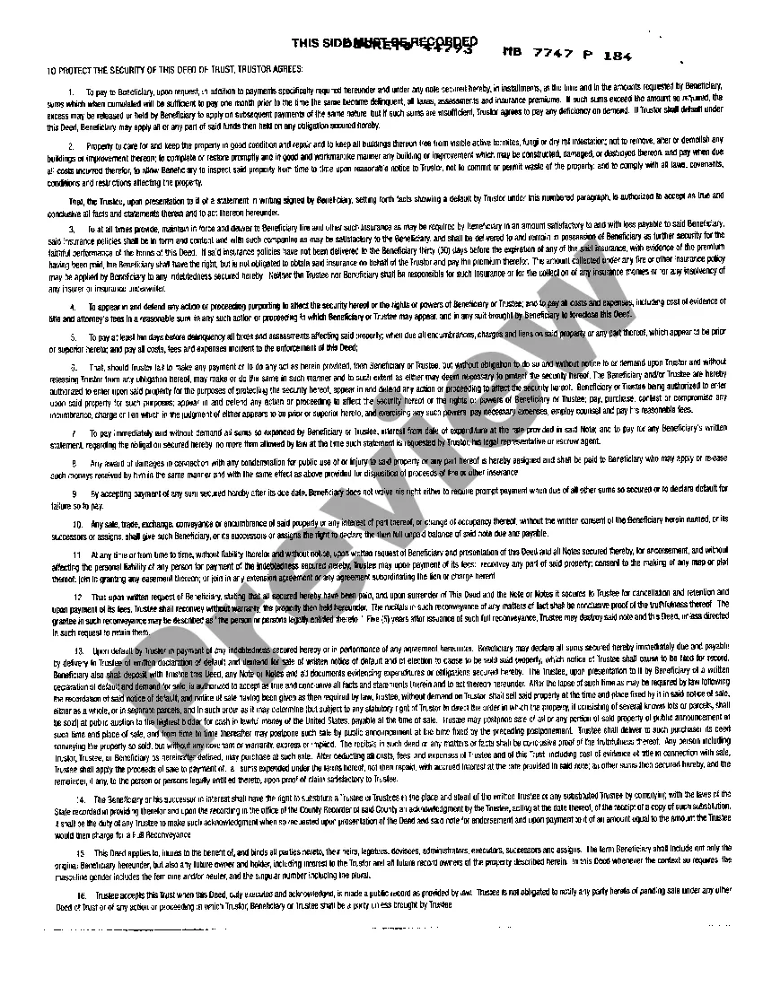 Preview Trust Deed and Note Securing Bail Bond