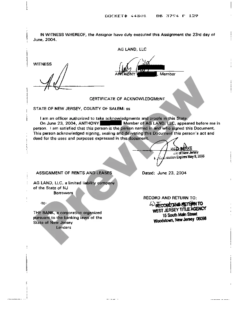 Preview Assignment Of Rents and Leases