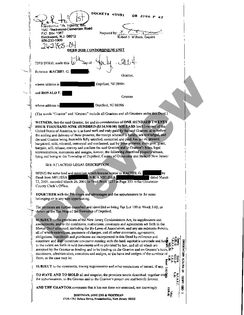 Preview Deed For Condominium