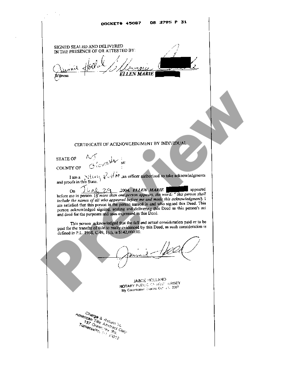 page 1 Deed Between Two Individuals preview