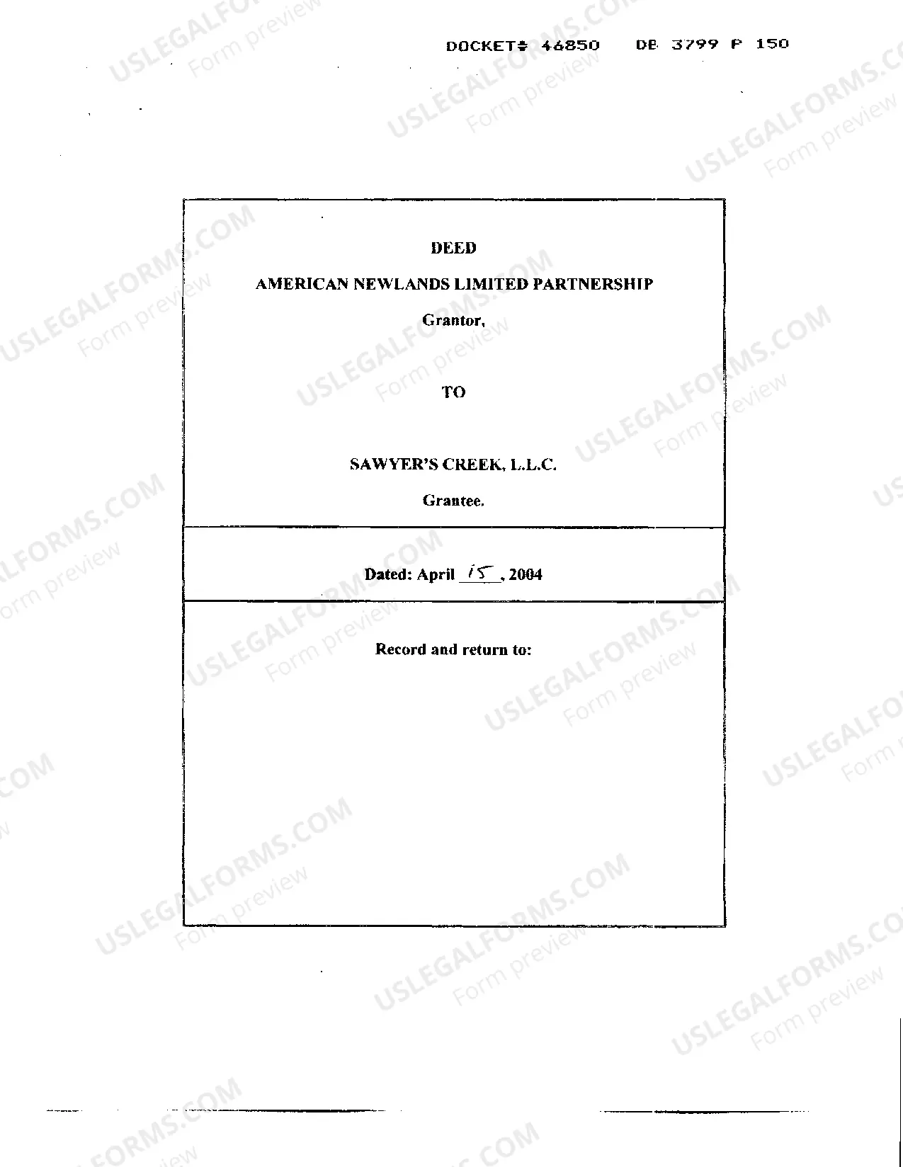Preview Deed Between Limited Partnership and LLC