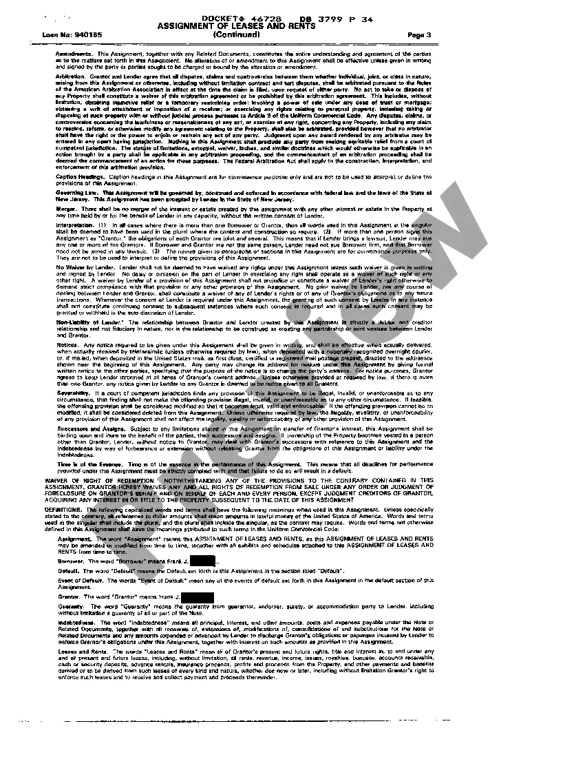 Preview Assignment Of Leases and Rents