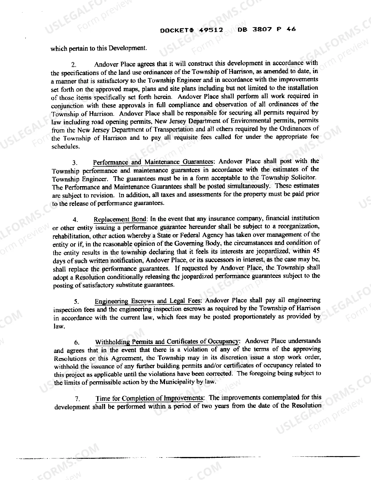 Preview Developer's Agreement with Town