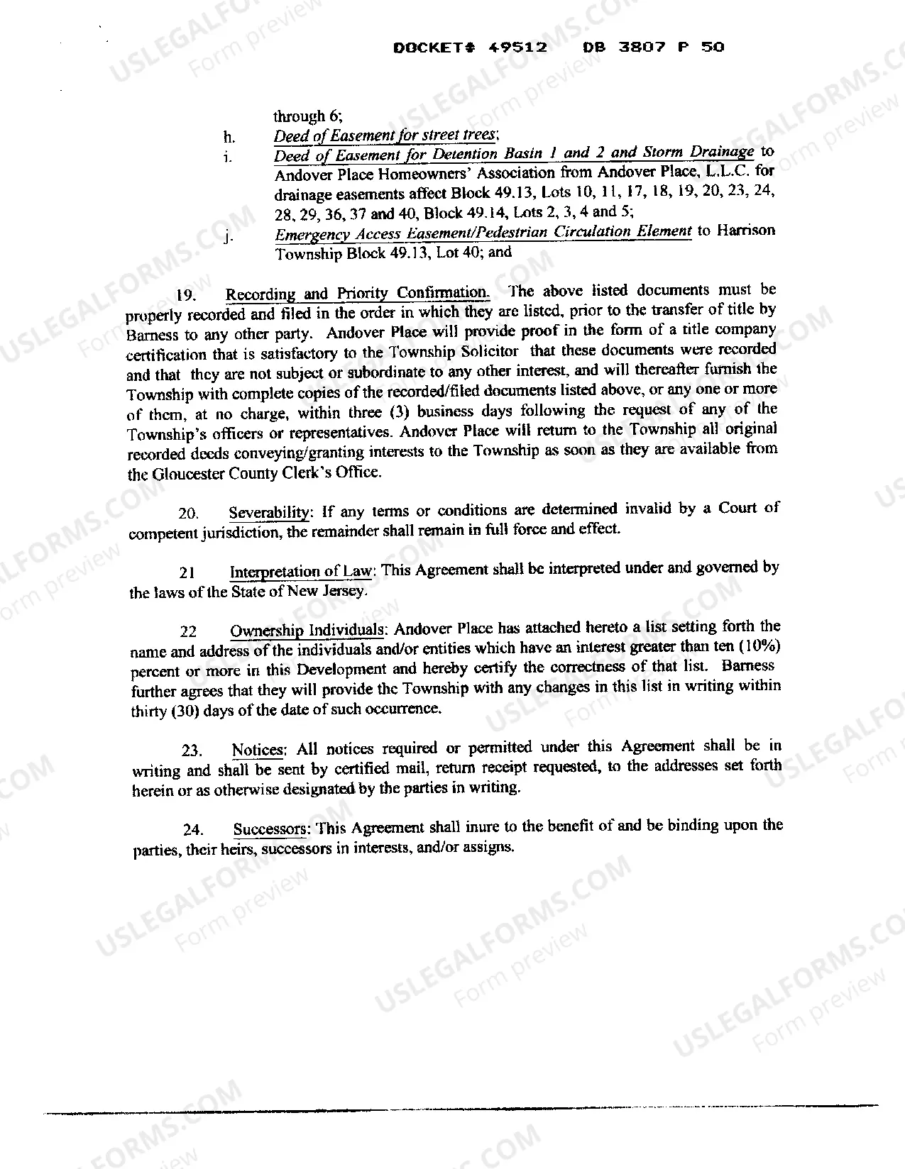 Preview Developer's Agreement with Town