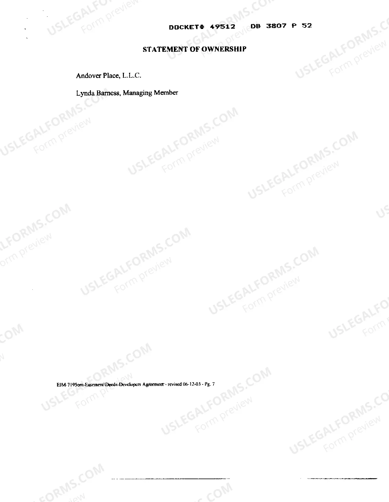 Preview Developer's Agreement with Town