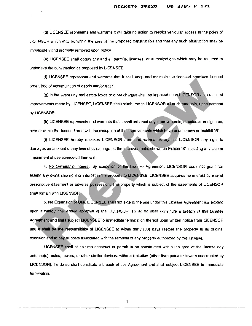Preview A01 License Agreement for Construction upon Portion of Right of way - part 1