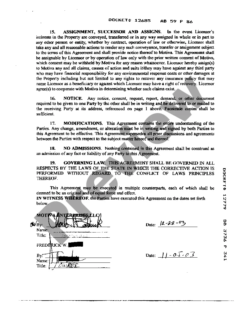 Preview Assignment of Lease Termination and Access Agreement