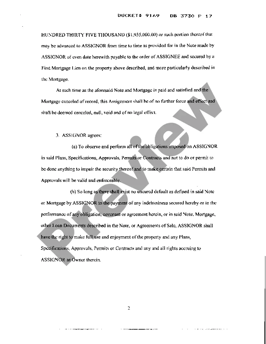 Preview Assignment of Seller's Interest In Agreements Of Sale Building Plans