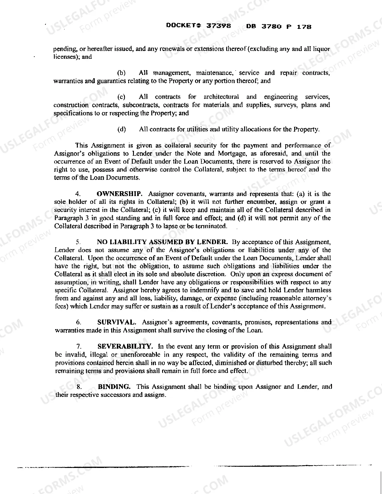 Preview Assignment Of Licenses, Permits and Contracts