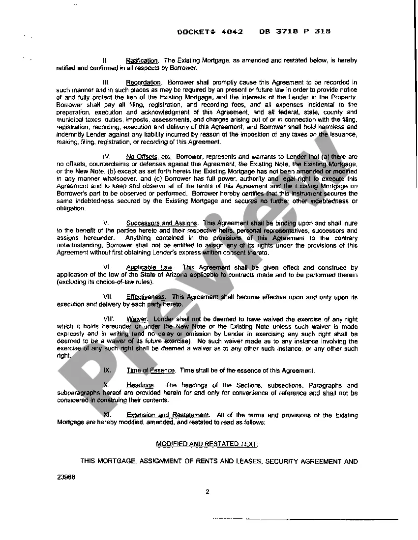 Get A01 Agreement for Extension and Restatement Of Mortgage - part 1 Preview A01 Agreement for Extension and Restatement Of Mortgage - part 1
