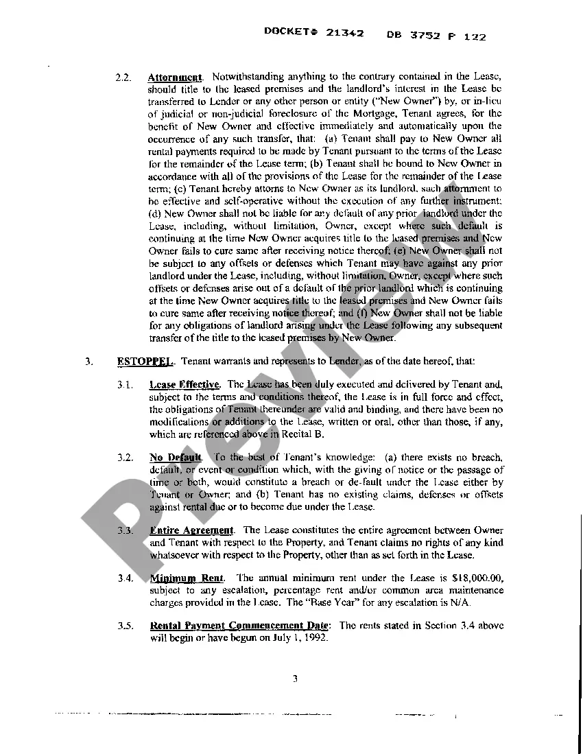 Preview A01 Subordination Agreement and Estoppel, Nondisturbance and Attornment Agreement - part 1
