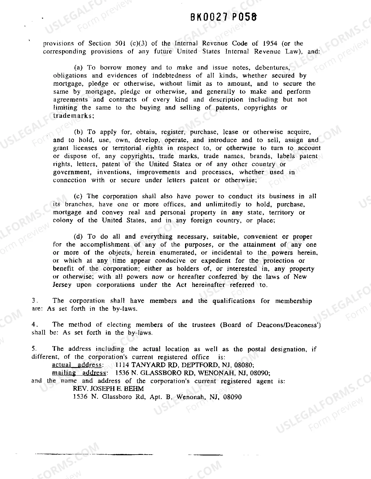 Preview Certificate Of Incorporation for Nonprofit, Religious Organization