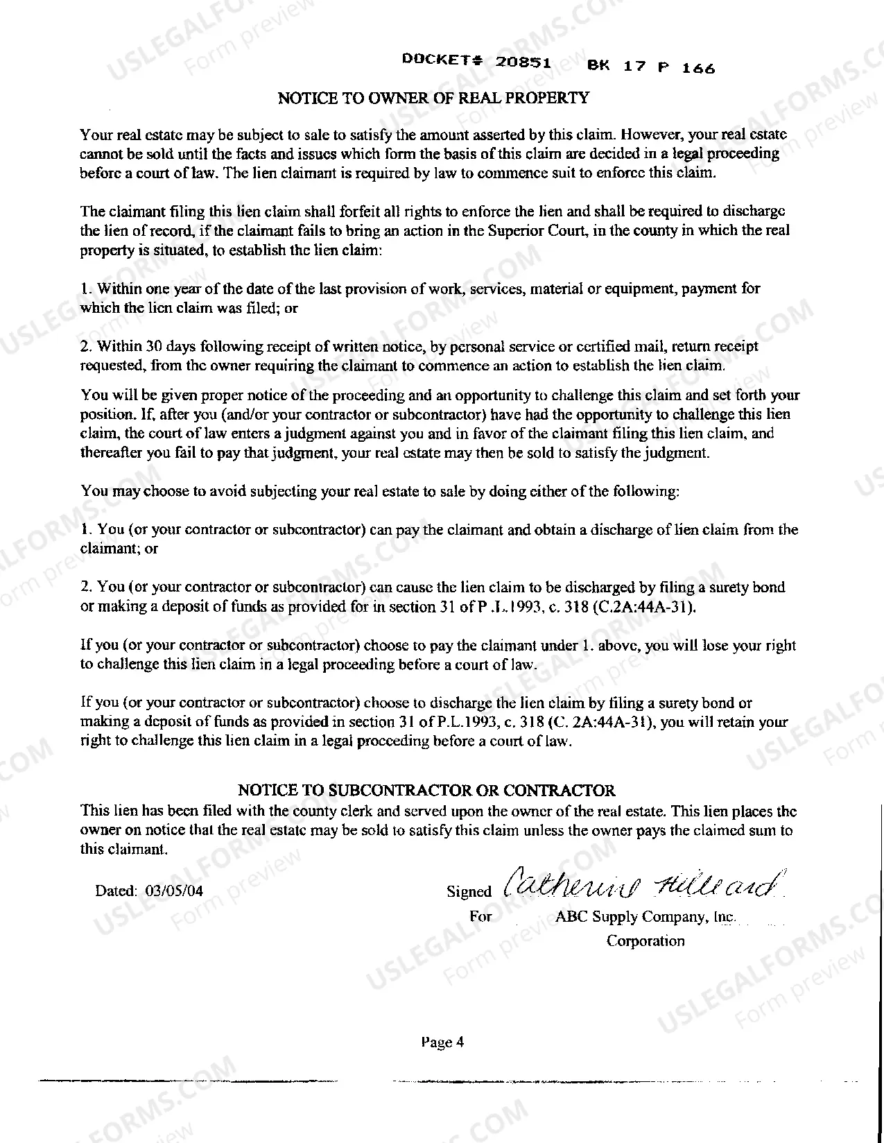 Preview Construction Lien Form