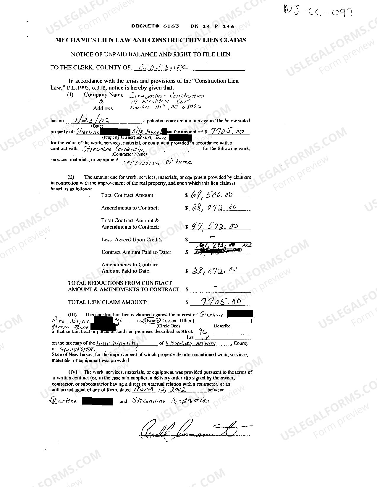 Construction Lien Law In New Jersey Form US Legal Forms