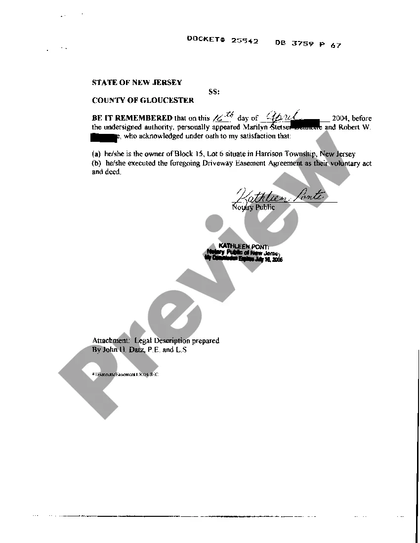 Preview Driveway Agreement Easement regarding Driveway for Ingress and Egress