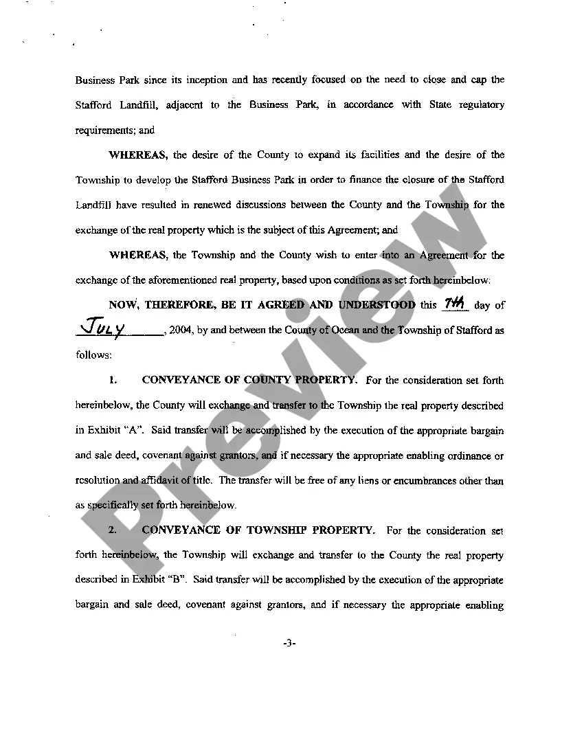 Preview Property Exchange Agreement