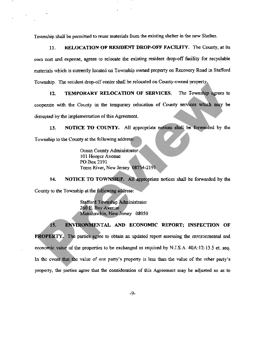 Preview Property Exchange Agreement