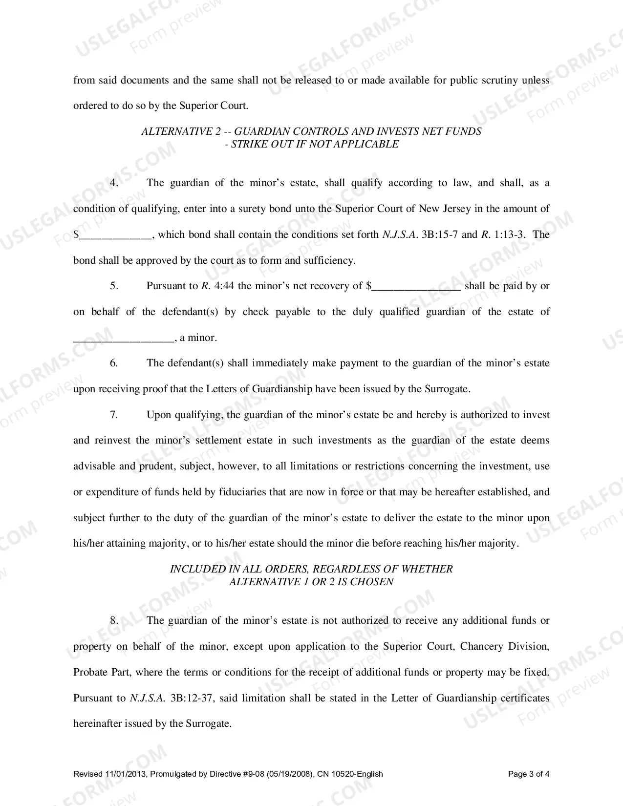 Preview Order Entering Judgment And Directing Deposit Of Funds