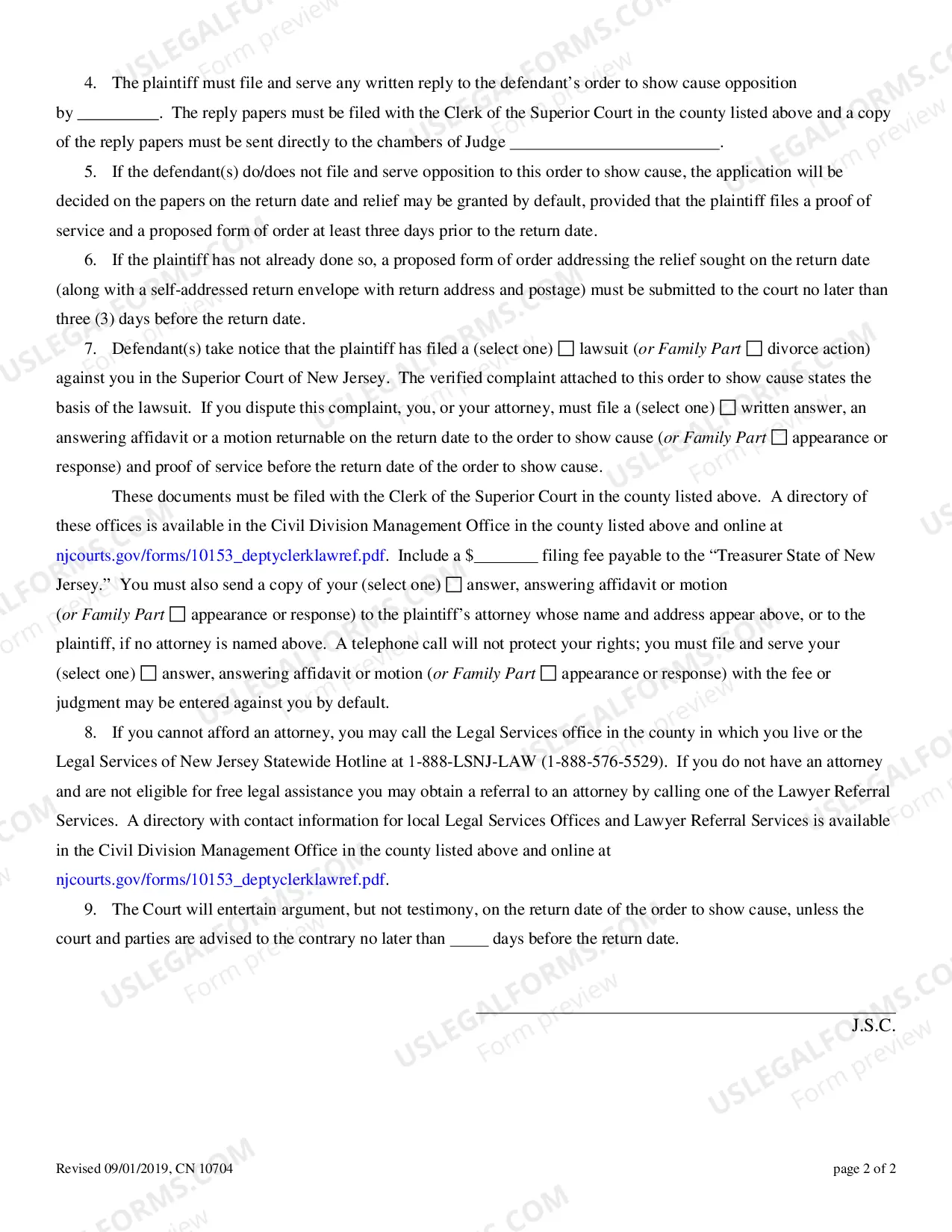 Preview Civil Action Order To Show Cause Summary Action