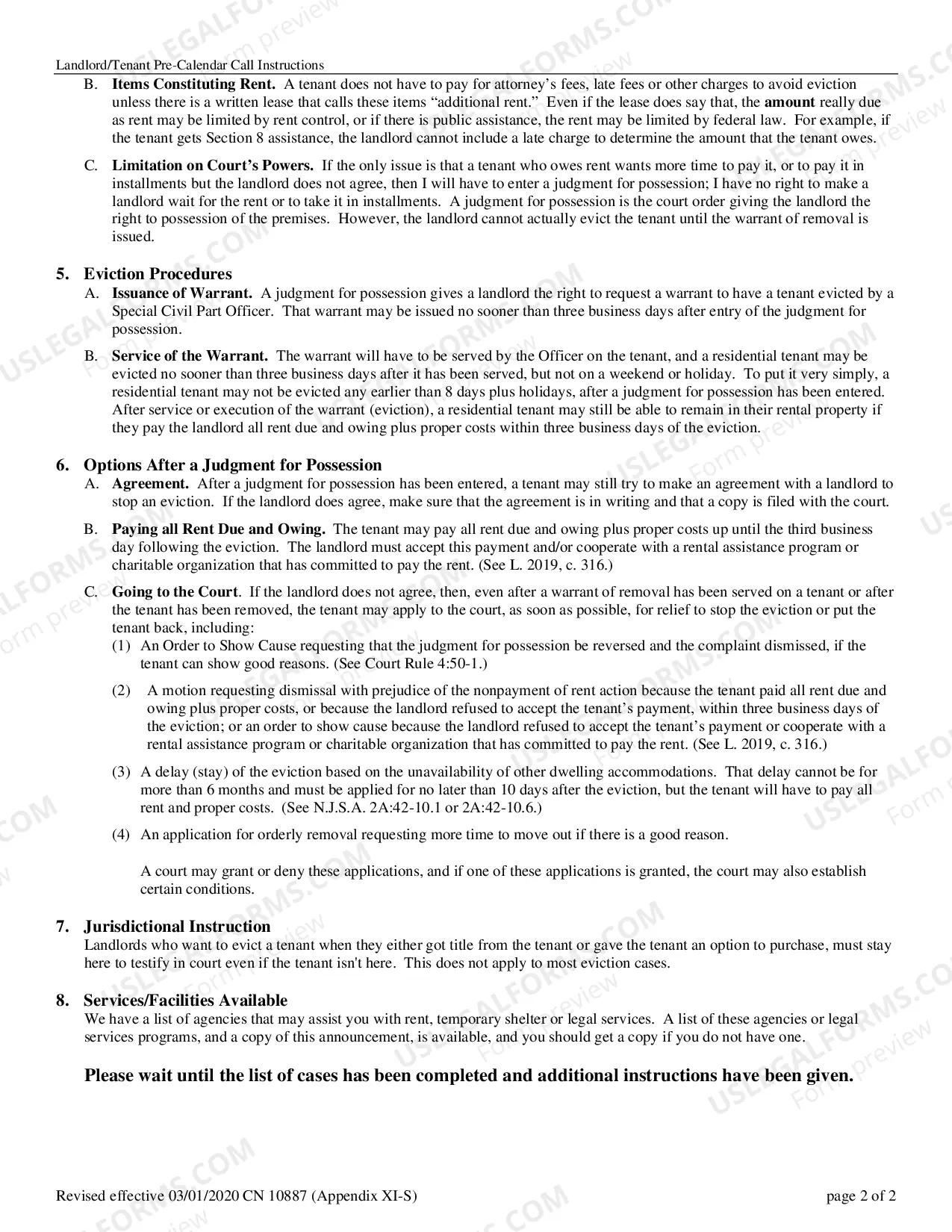 Preview Landlord/Tenant Pre-Calendar Call Instructions