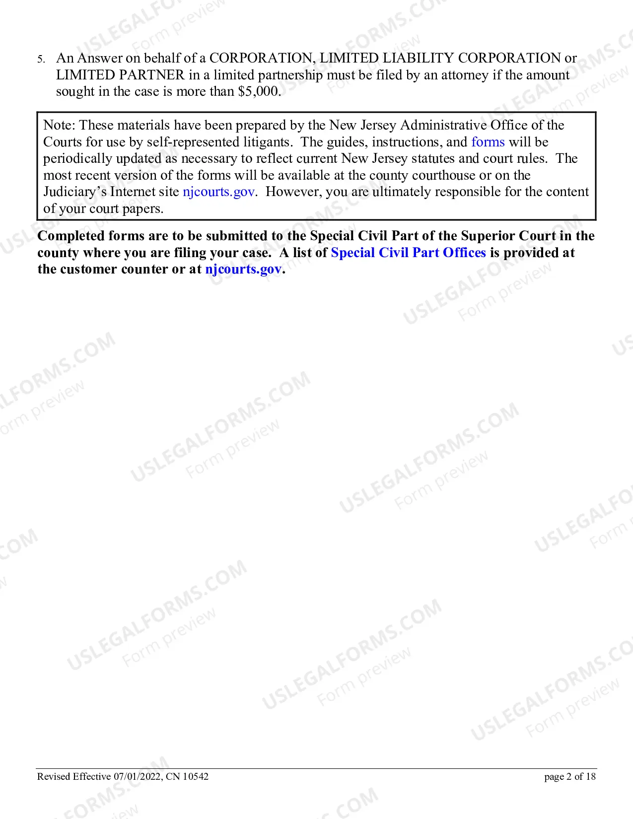 Preview How to Answer a Complaint in the Special Civil Part