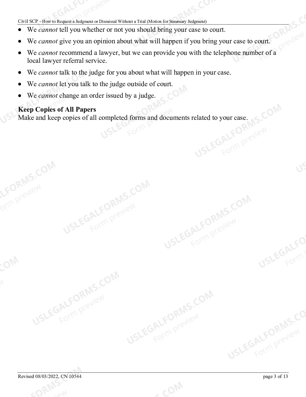 Preview How To Request A Judgment Or Dismissal Without A Trial (Motion For Summary Judgment)