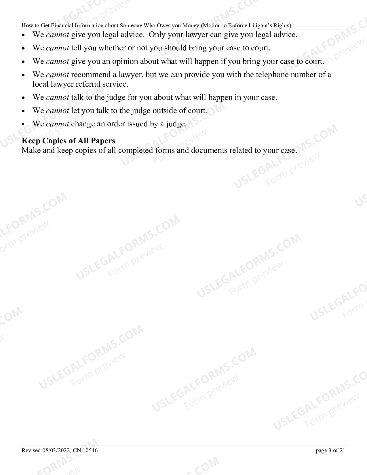 Preview How To Get Financial Information About Someone Who Owes You Money (Motion To Enforce Litigant's Rights)