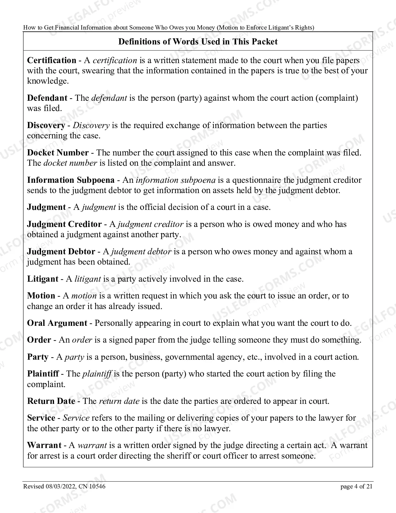Preview How To Get Financial Information About Someone Who Owes You Money (Motion To Enforce Litigant's Rights)