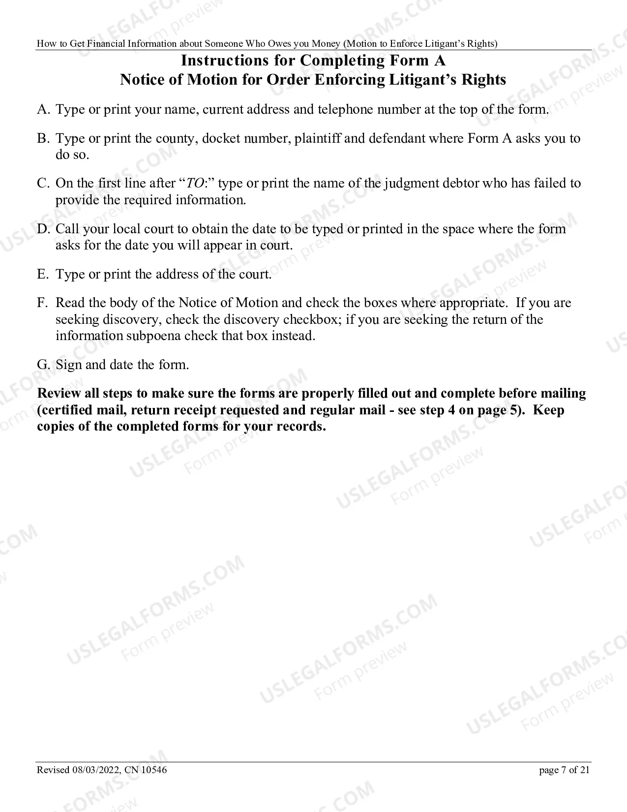 Preview How To Get Financial Information About Someone Who Owes You Money (Motion To Enforce Litigant's Rights)