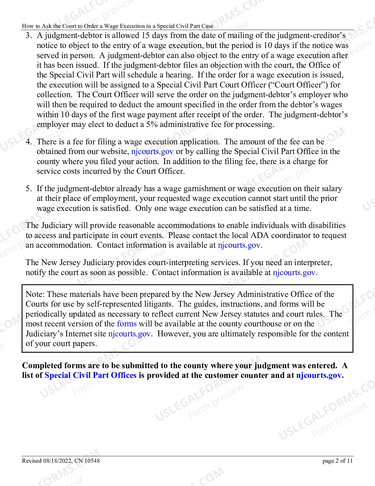 Preview How to Ask the Court to Order a Wage Execution in a Special Civil Part Case