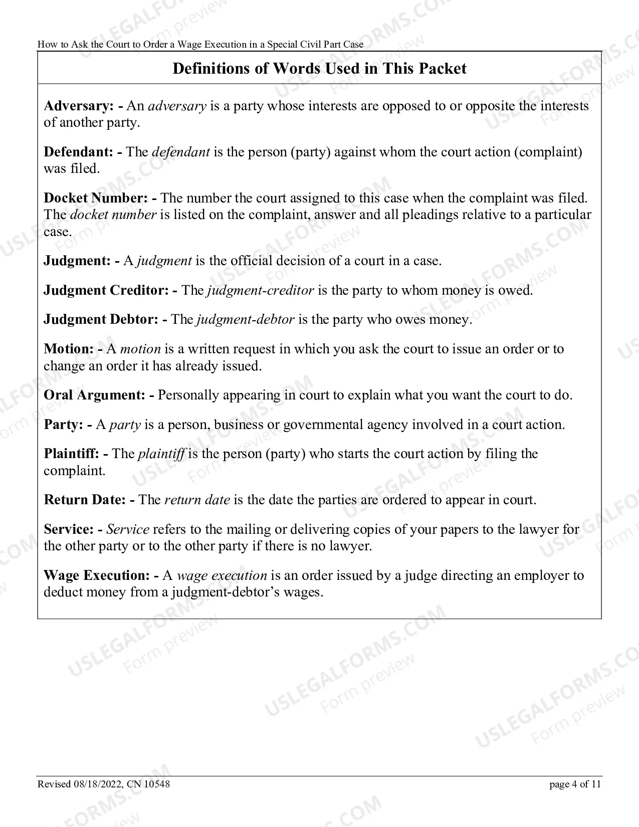 Preview How to Ask the Court to Order a Wage Execution in a Special Civil Part Case