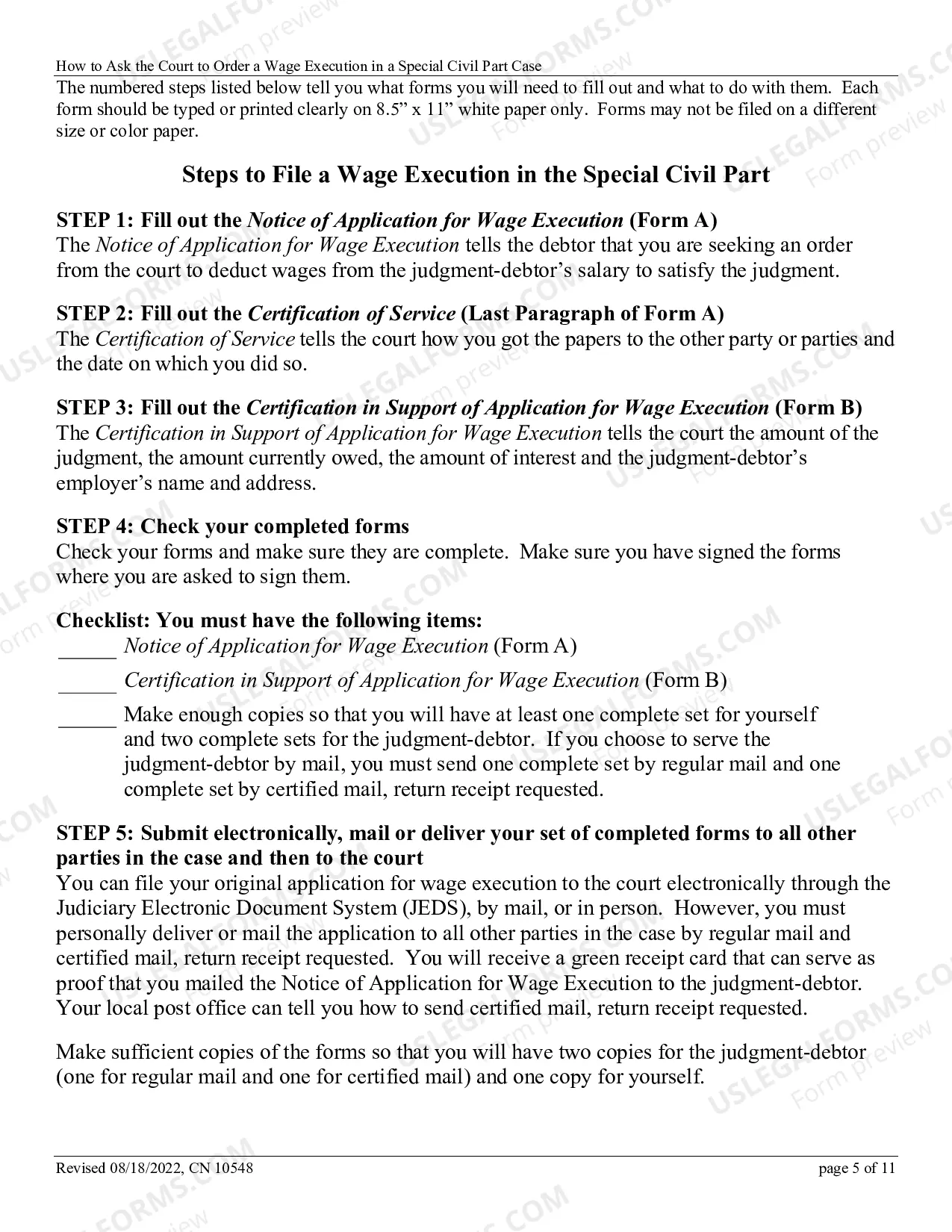 Preview How to Ask the Court to Order a Wage Execution in a Special Civil Part Case