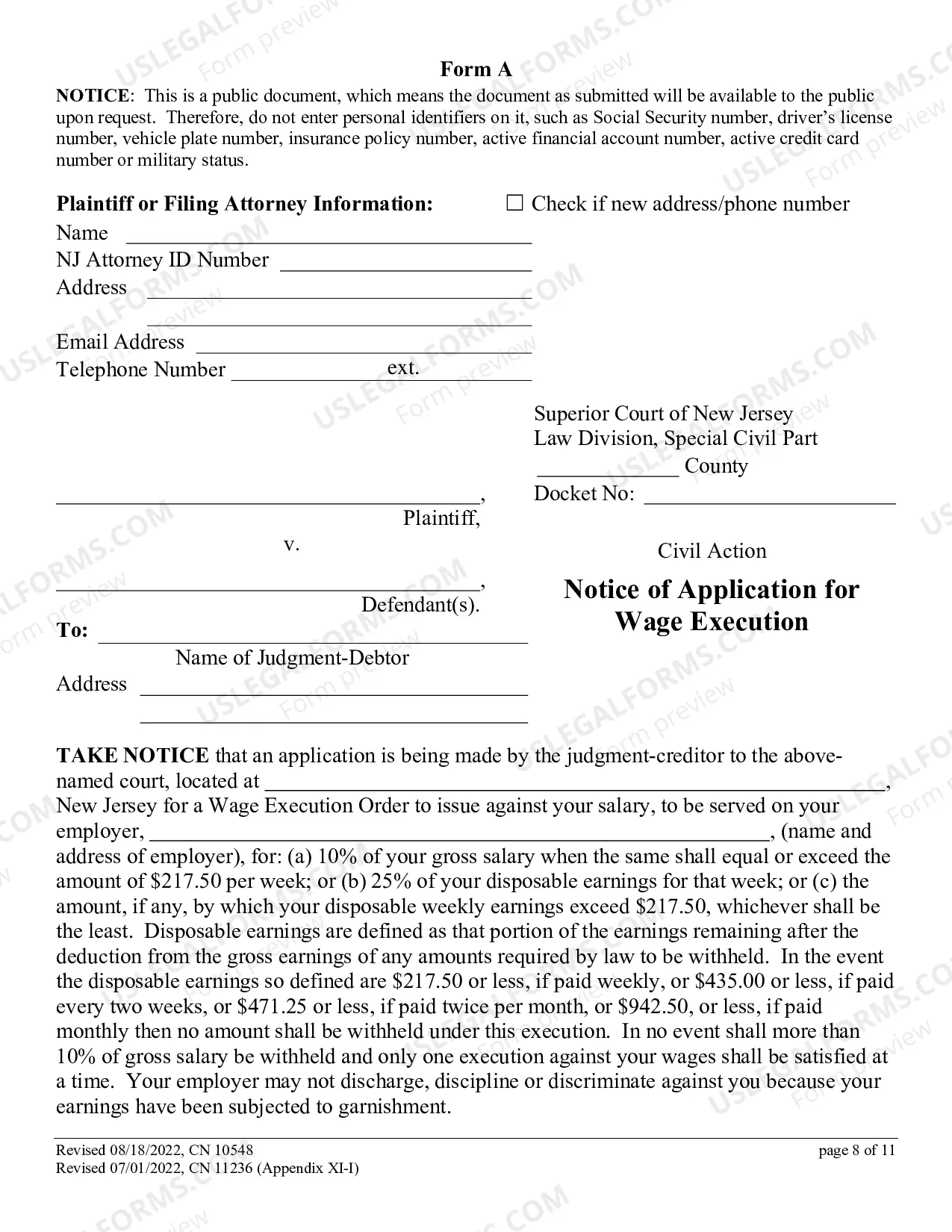 Preview How to Ask the Court to Order a Wage Execution in a Special Civil Part Case