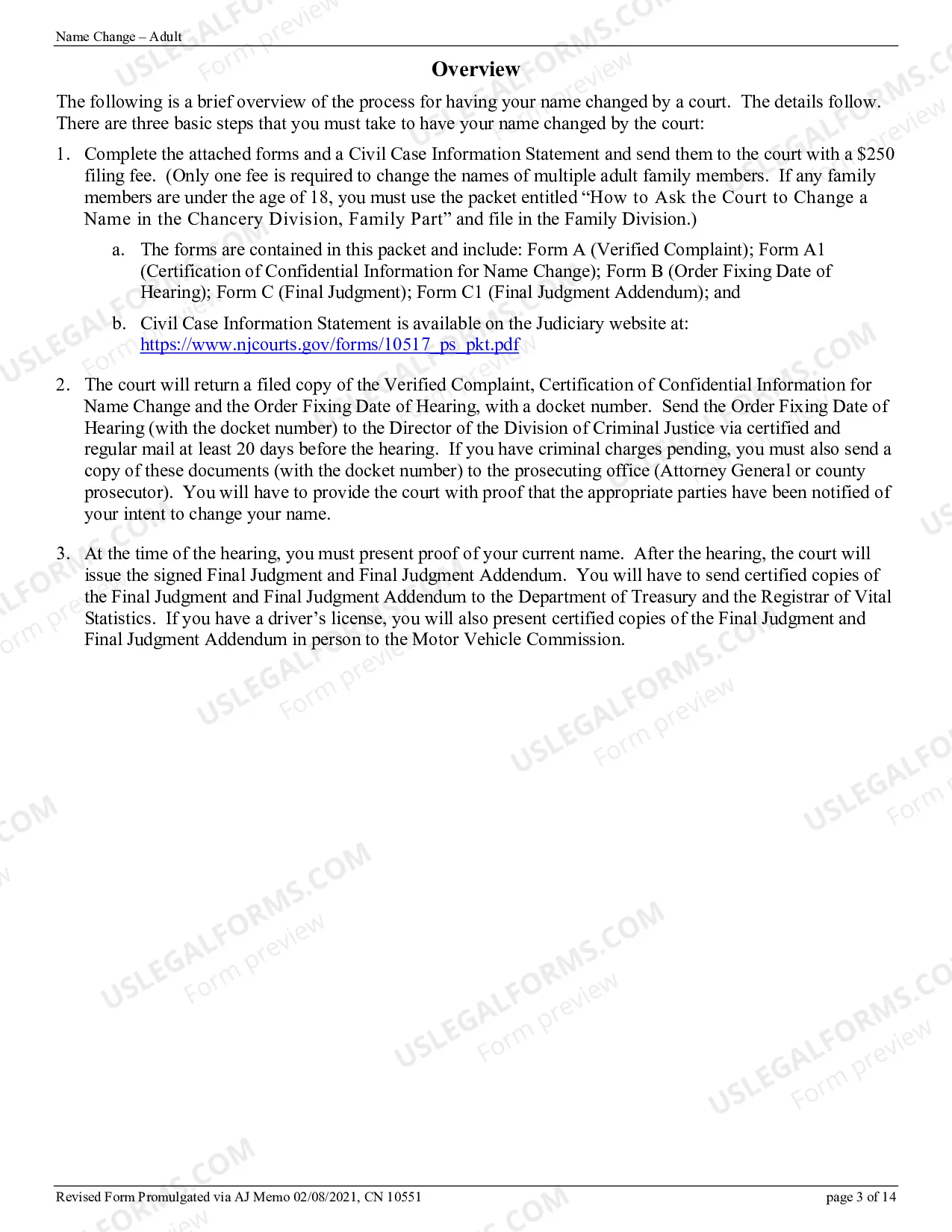 Preview How To Ask The Court To Change Your Name (Superior Court Of New Jersey - Law Division - Civil Part)