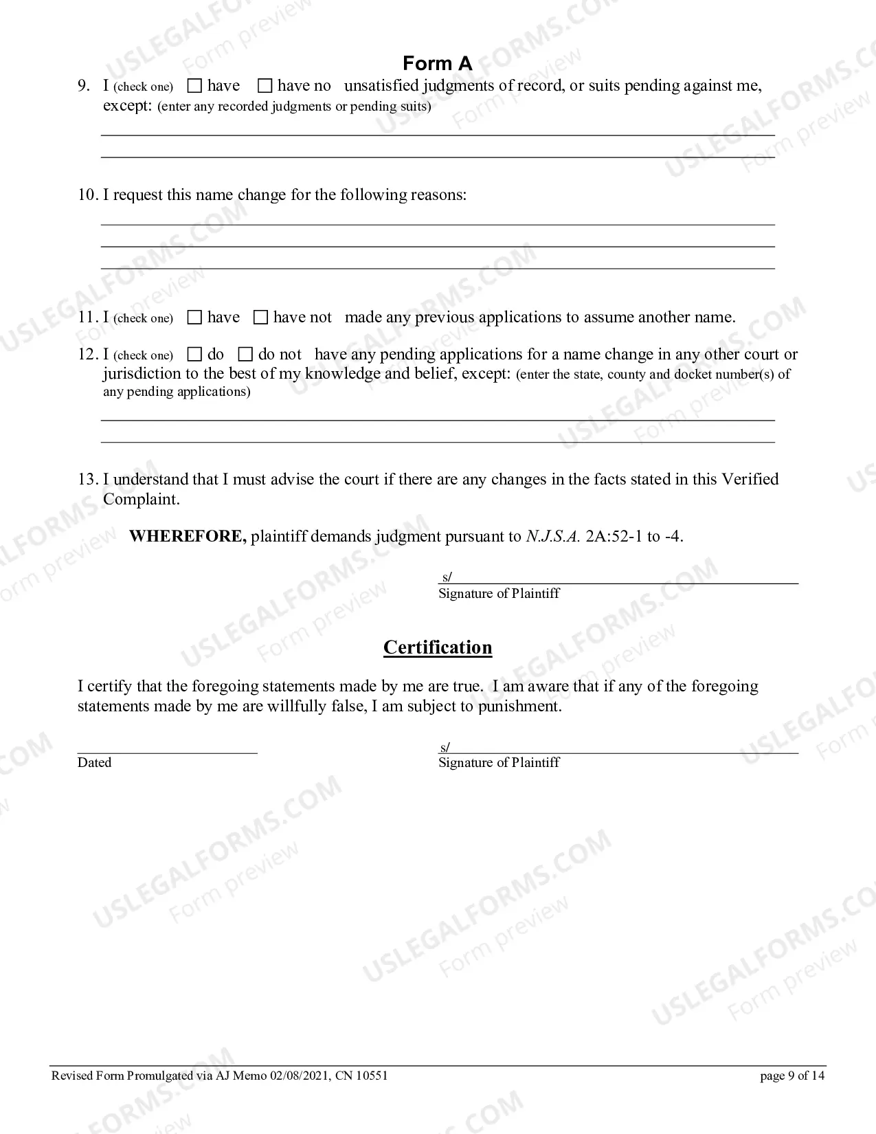 Preview How To Ask The Court To Change Your Name (Superior Court Of New Jersey - Law Division - Civil Part)
