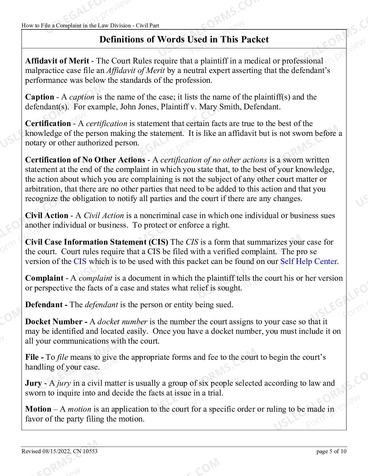 Preview How to File a Complaint in the Superior Court of New Jersey - Law Division - Civil Part