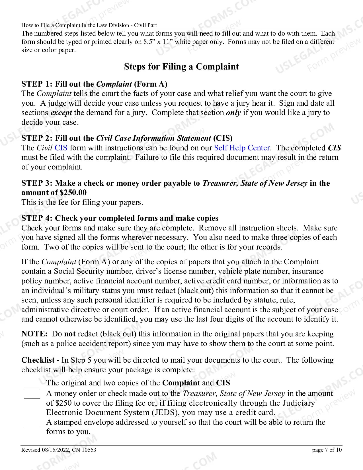 Preview How to File a Complaint in the Superior Court of New Jersey - Law Division - Civil Part