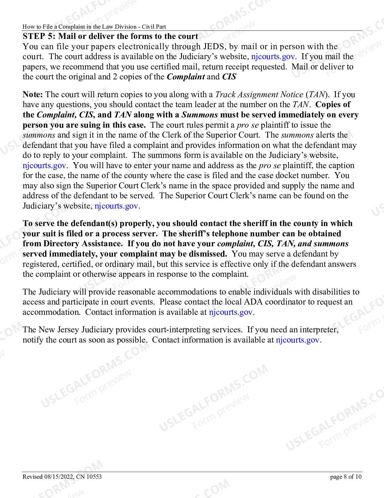 Preview How to File a Complaint in the Superior Court of New Jersey - Law Division - Civil Part