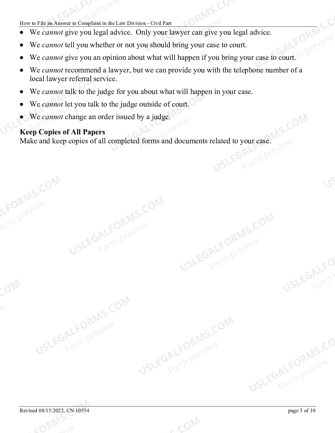 Preview How to File an Answer to a Complaint in the Superior Court of New Jersey - Law Division - Civil Part