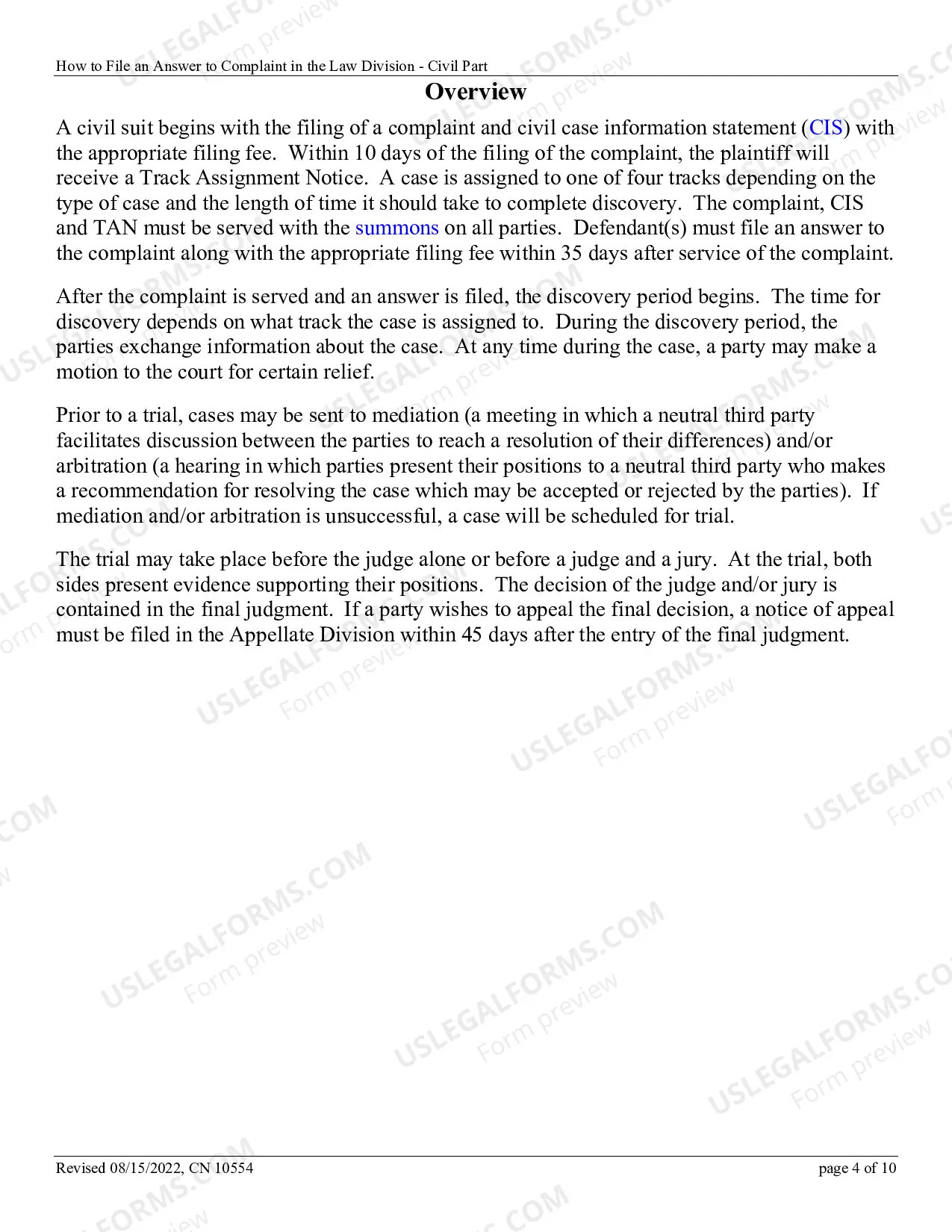 Preview How to File an Answer to a Complaint in the Superior Court of New Jersey - Law Division - Civil Part