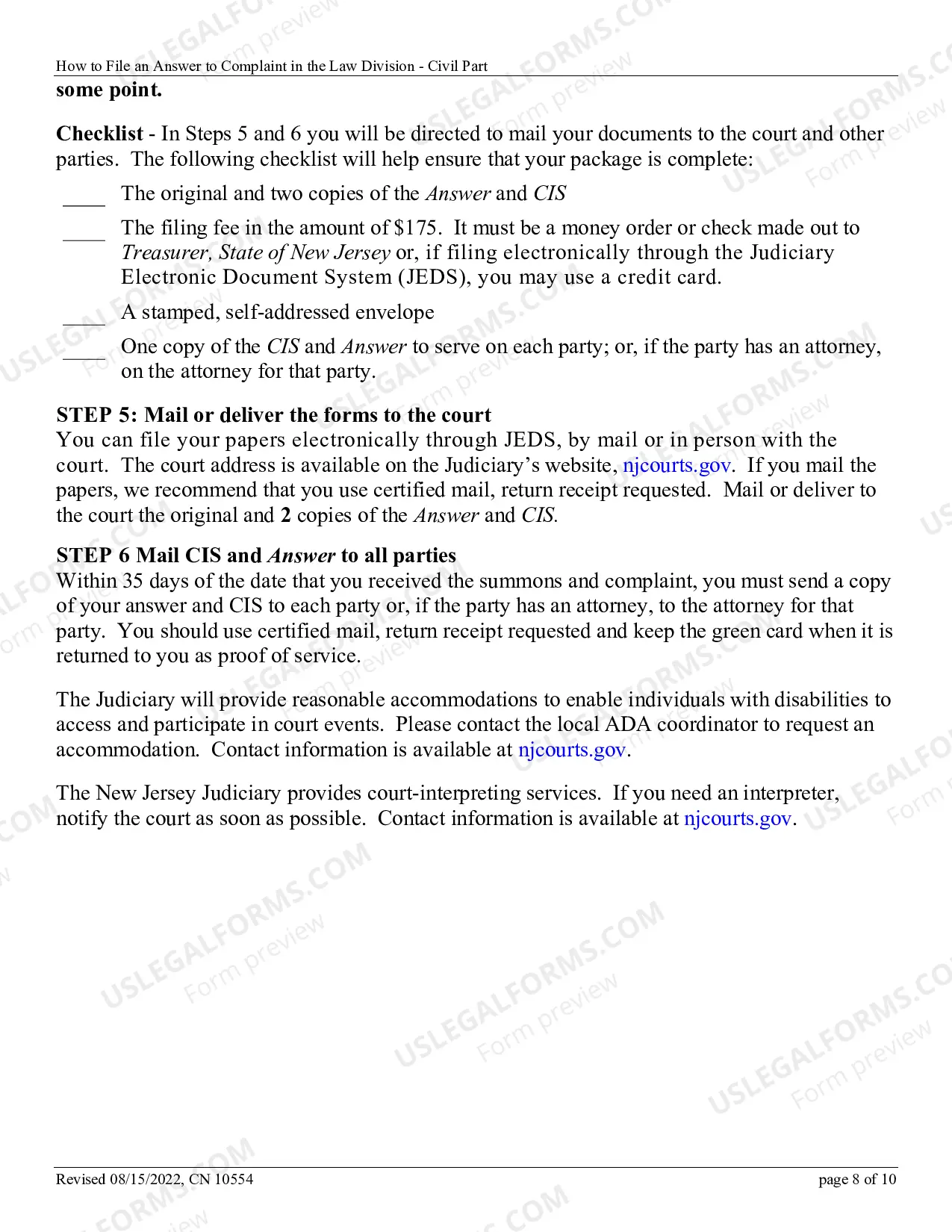 Preview How to File an Answer to a Complaint in the Superior Court of New Jersey - Law Division - Civil Part
